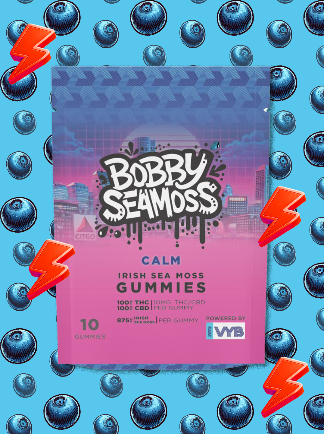 Sour Blueberry gummy bag - front